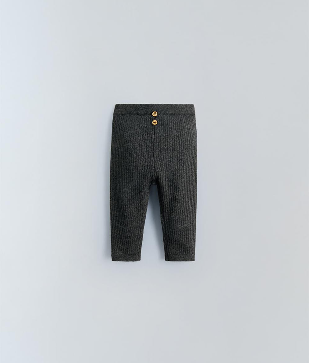 Ribbed leggings with buttons